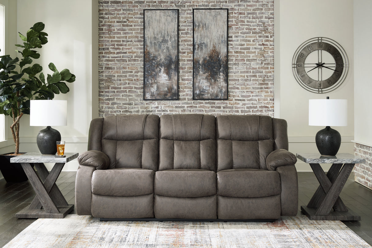 Nashville Furniture Outlets - Ashley Furniture - First Base Living Room - Reclining Sofa / Gunmetal - 6880488