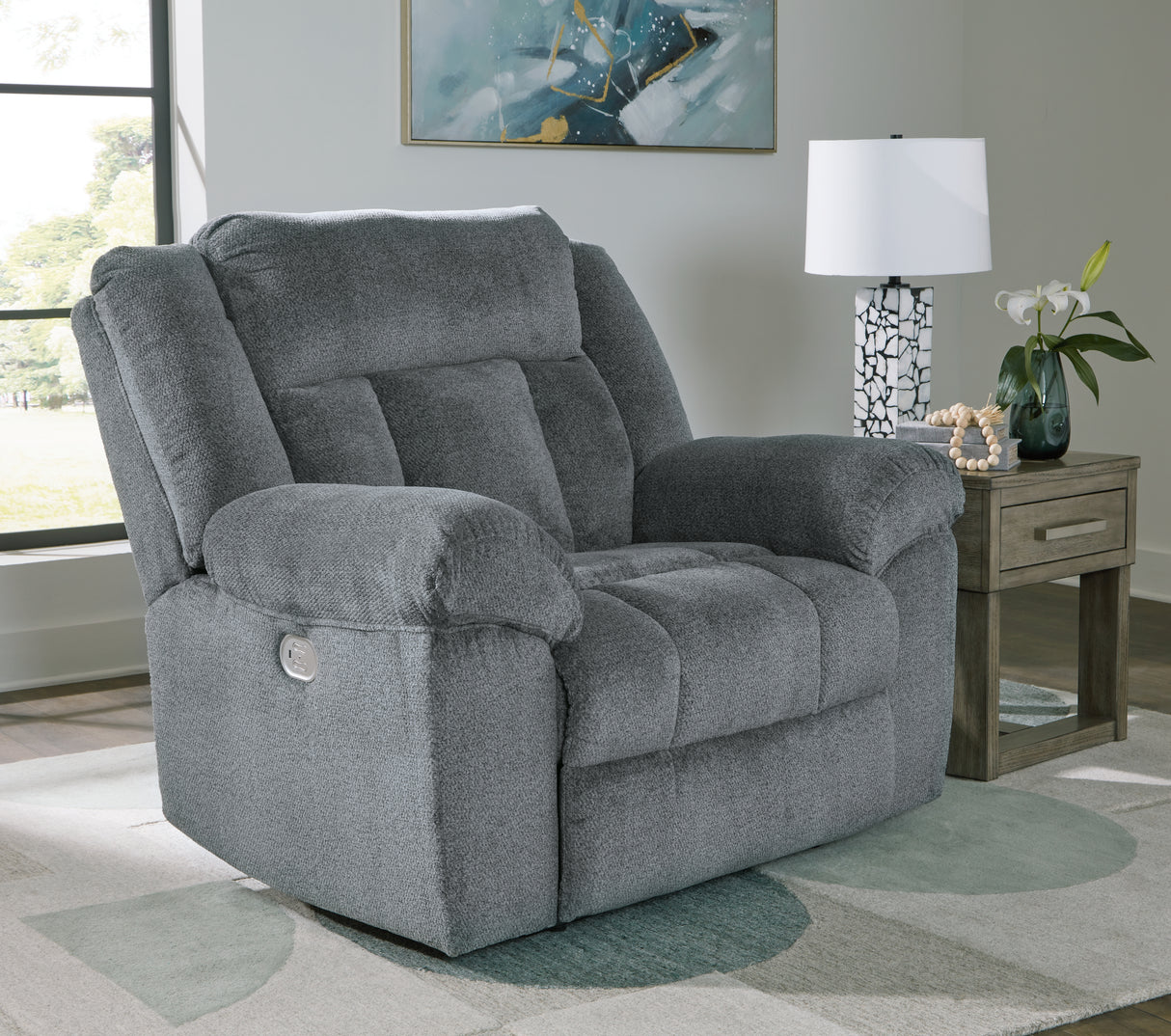 Nashville Furniture Outlets - Ashley Furniture - Tip-Off Living Room - PWR Recliner/ADJ Headrest / Slate - 6930482
