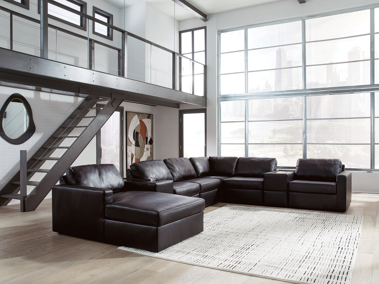 Nashville Furniture Outlets - Ashley Furniture - ModMax II Sectional - RAF 8-Piece Sectional with Chaise and Storage Consoles / Black - 74305S43