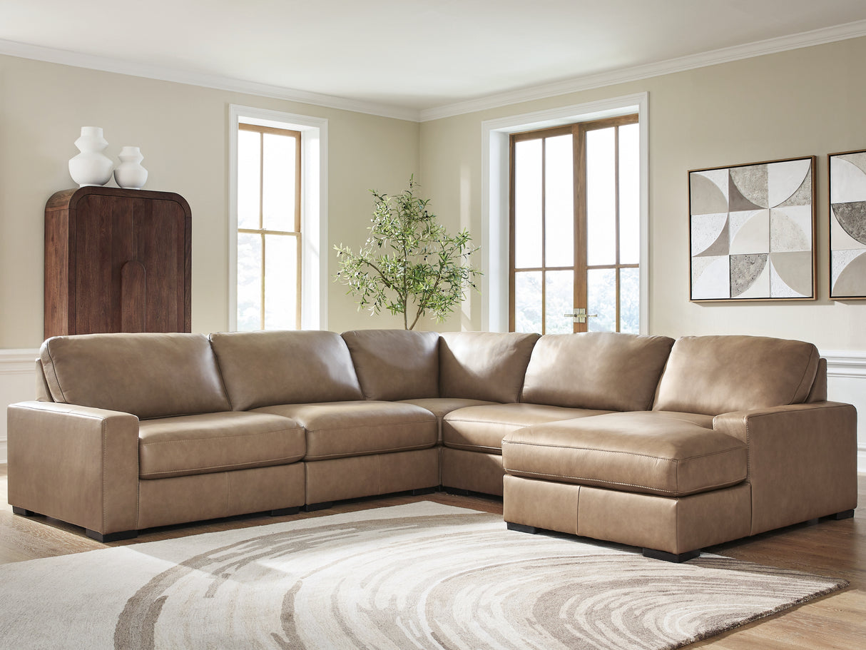 Nashville Furniture Outlets - Ashley Furniture - Veronella Sectional - RAF 5-Piece Sectional with Chaise / Sahara - 76106S13