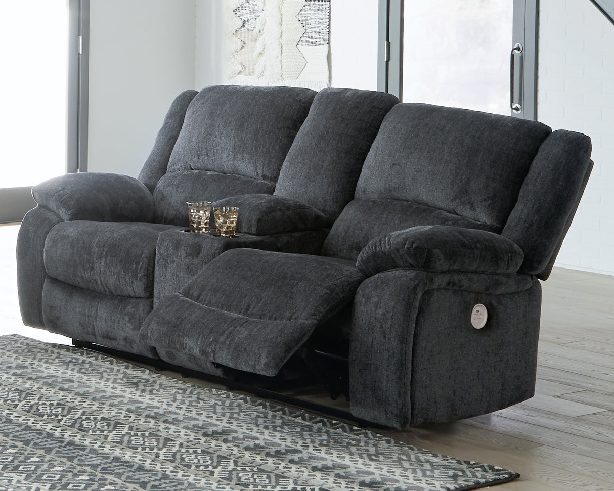 Nashville Furniture Outlets - Ashley Furniture - Draycoll Living Room - DBL REC PWR Loveseat w/Console / Slate - 7650496