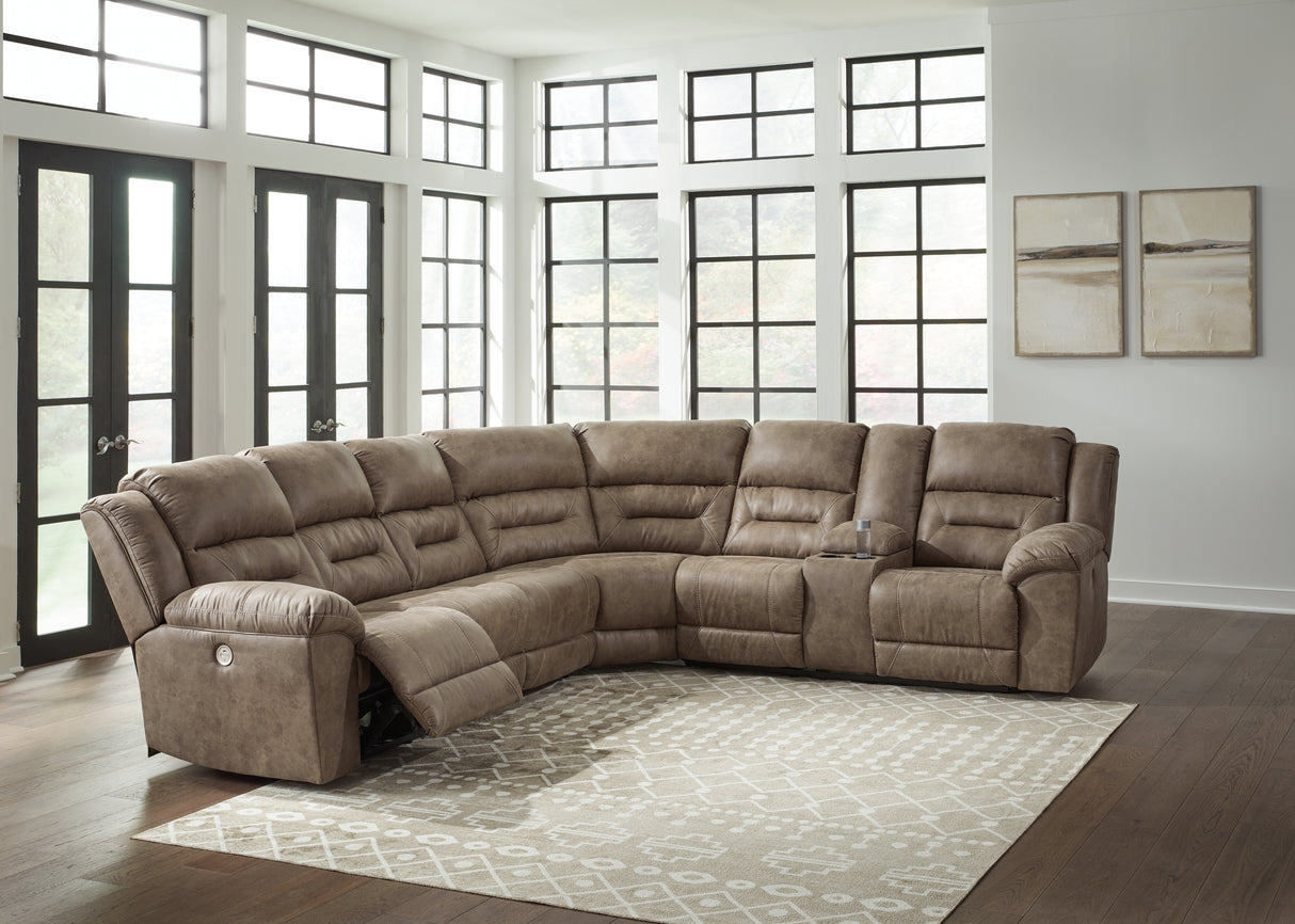 Nashville Furniture Outlets - Ashley Furniture - Ravenel Sectional - 4-Piece Power Reclining Sectional / Fossil - 83106S4