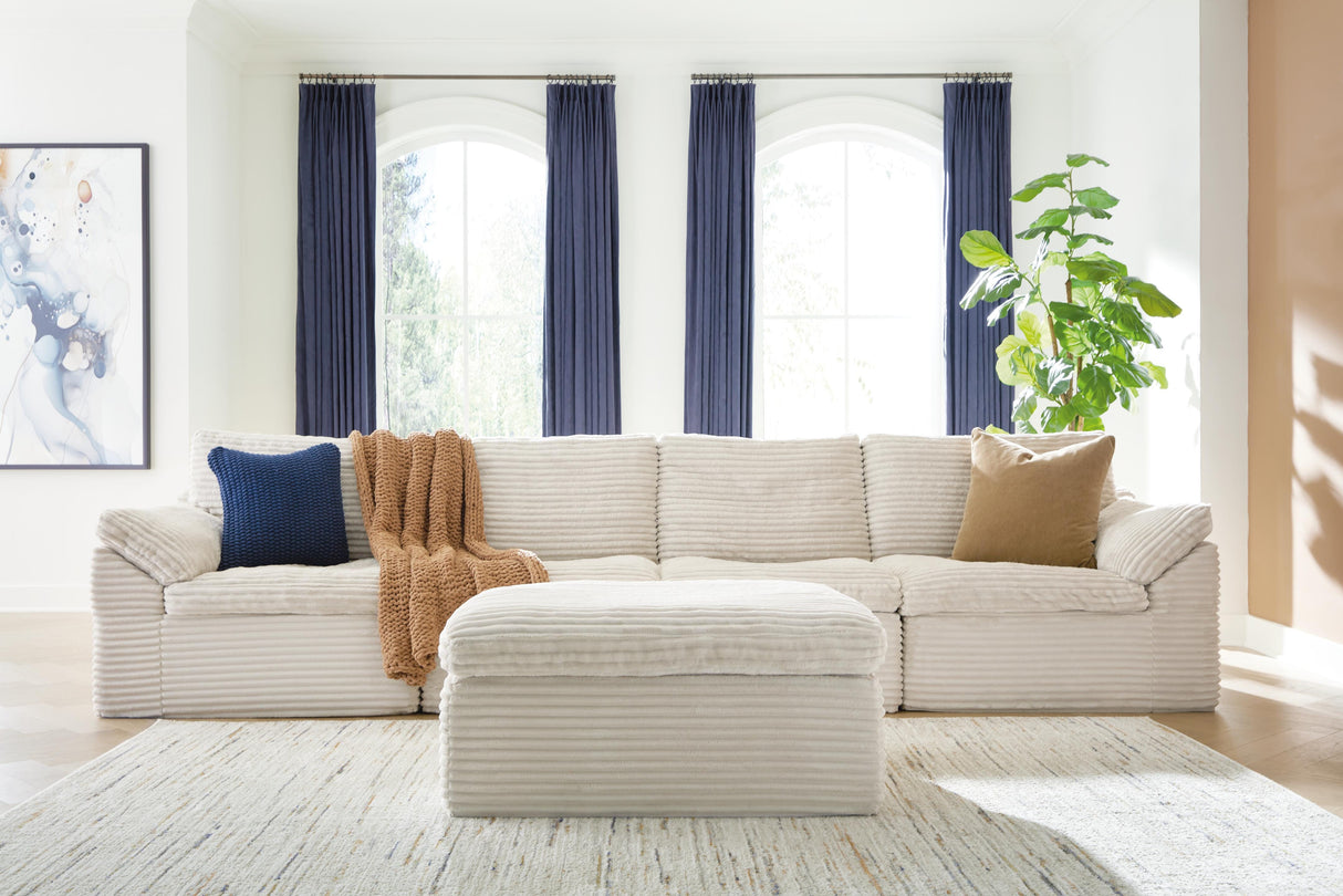 Nashville Furniture Outlets - Ashley Furniture - Fannin Sectional - RAF 4-Piece Sectional with Ottoman / Ivory - PC84304S1