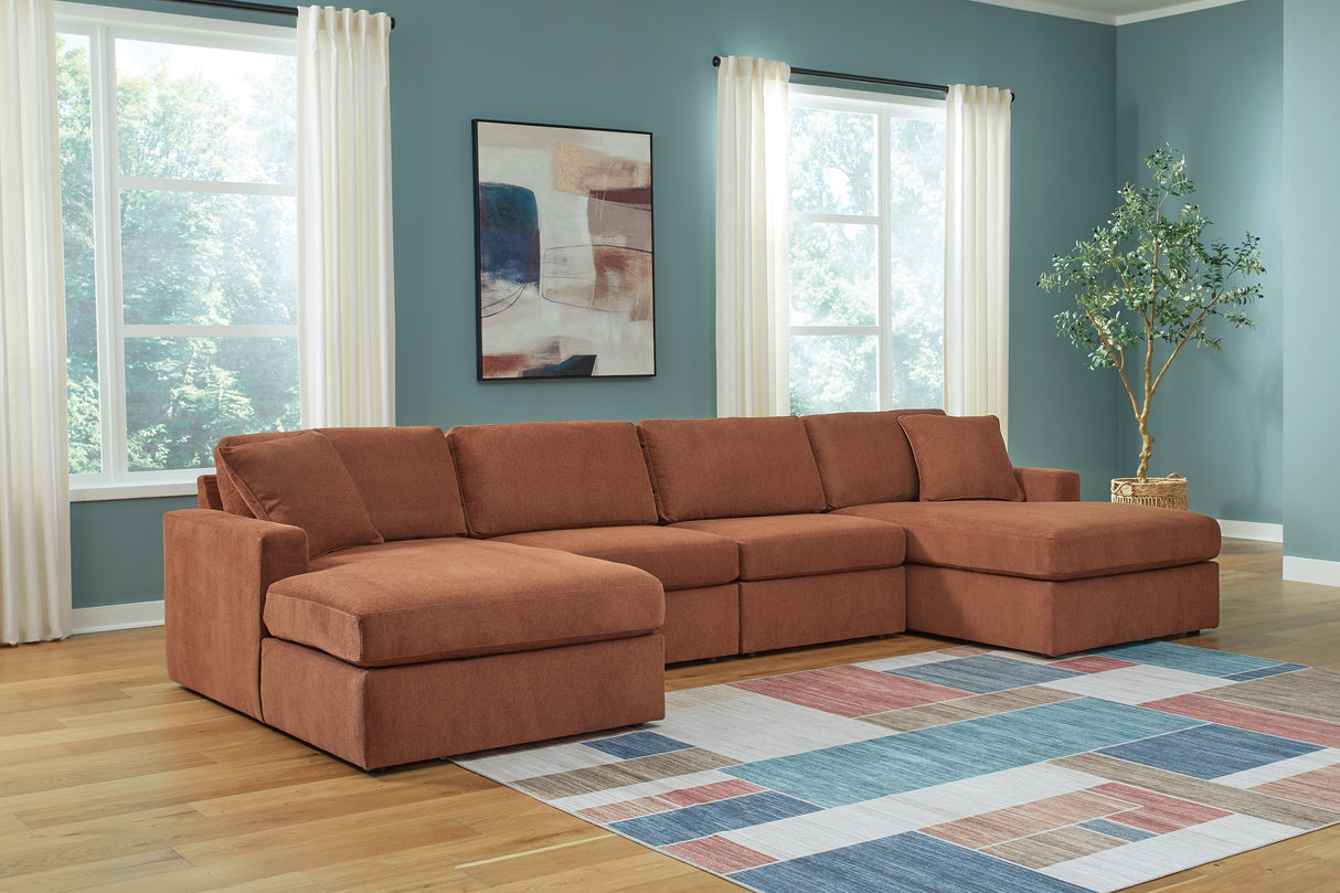 Nashville Furniture Outlets - Ashley Furniture - Modmax Sectional - RAF 4-Piece Sectional with Chaise / Spice - 92102S19