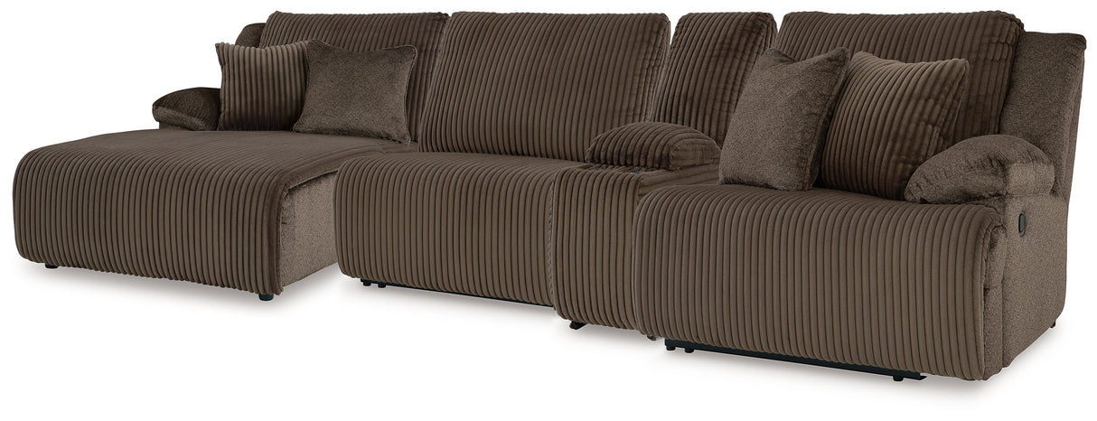 Nashville Furniture Outlets - Ashley Furniture - Top Tier Sectional - 4-Piece Reclining Sectional with Chaise / Chocolate - 92705S12