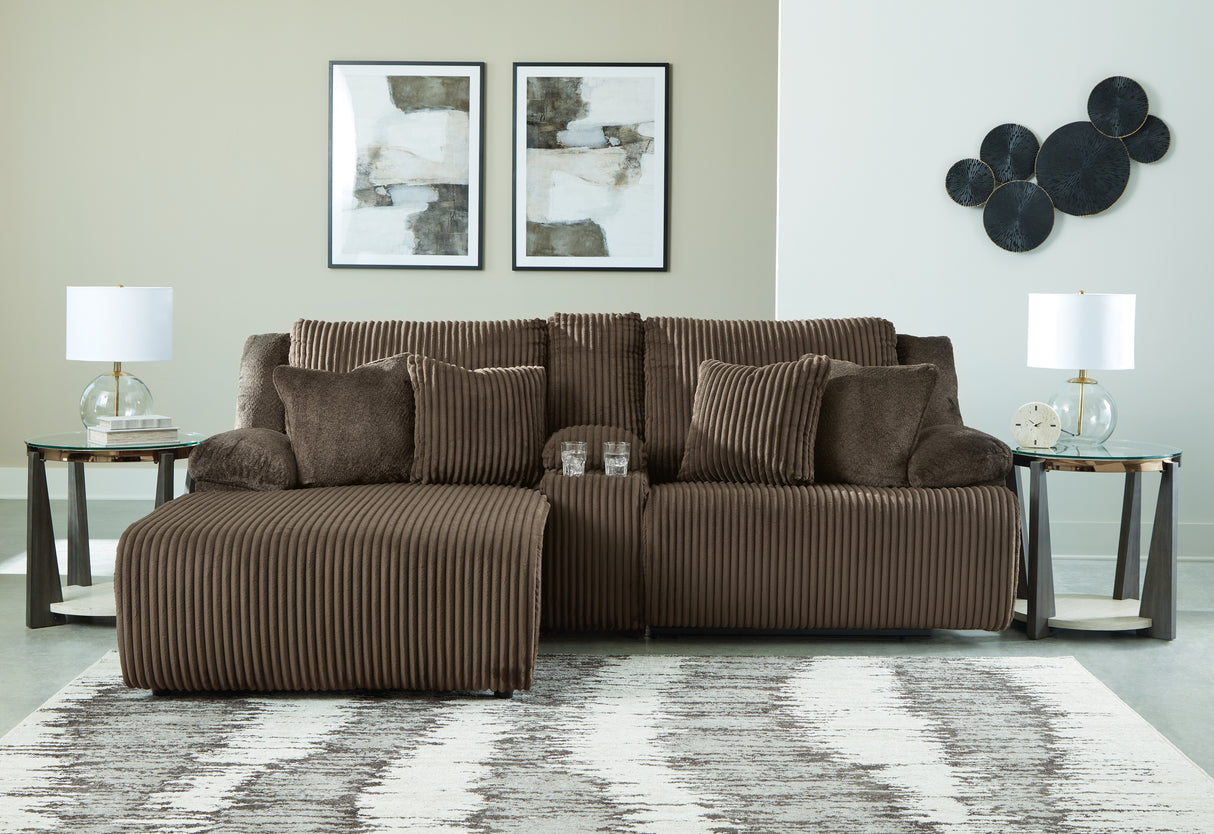 Nashville Furniture Outlets - Ashley Furniture - Top Tier Sectional - 3-Piece Reclining Sectional Sofa with Chaise / Chocolate - 92705S5