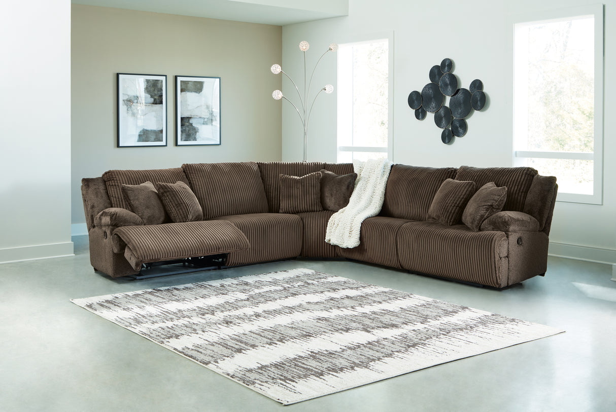 Nashville Furniture Outlets - Ashley Furniture - Top Tier Sectional - 5-Piece Reclining Sectional / Chocolate - 92705S3