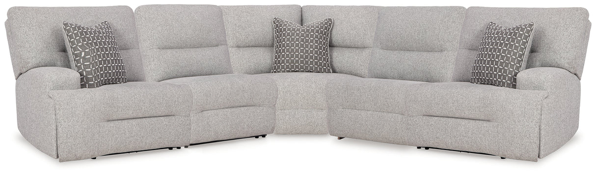 Nashville Furniture Outlets - Ashley Furniture - Acklen Place Sectional - 5-Piece Power Reclining Sectional / Pewter - 93605S3