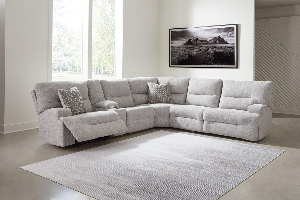 Nashville Furniture Outlets - Ashley Furniture - Acklen Place Sectional - 6-Piece Power Reclining Sectional / Pewter - 93605S9