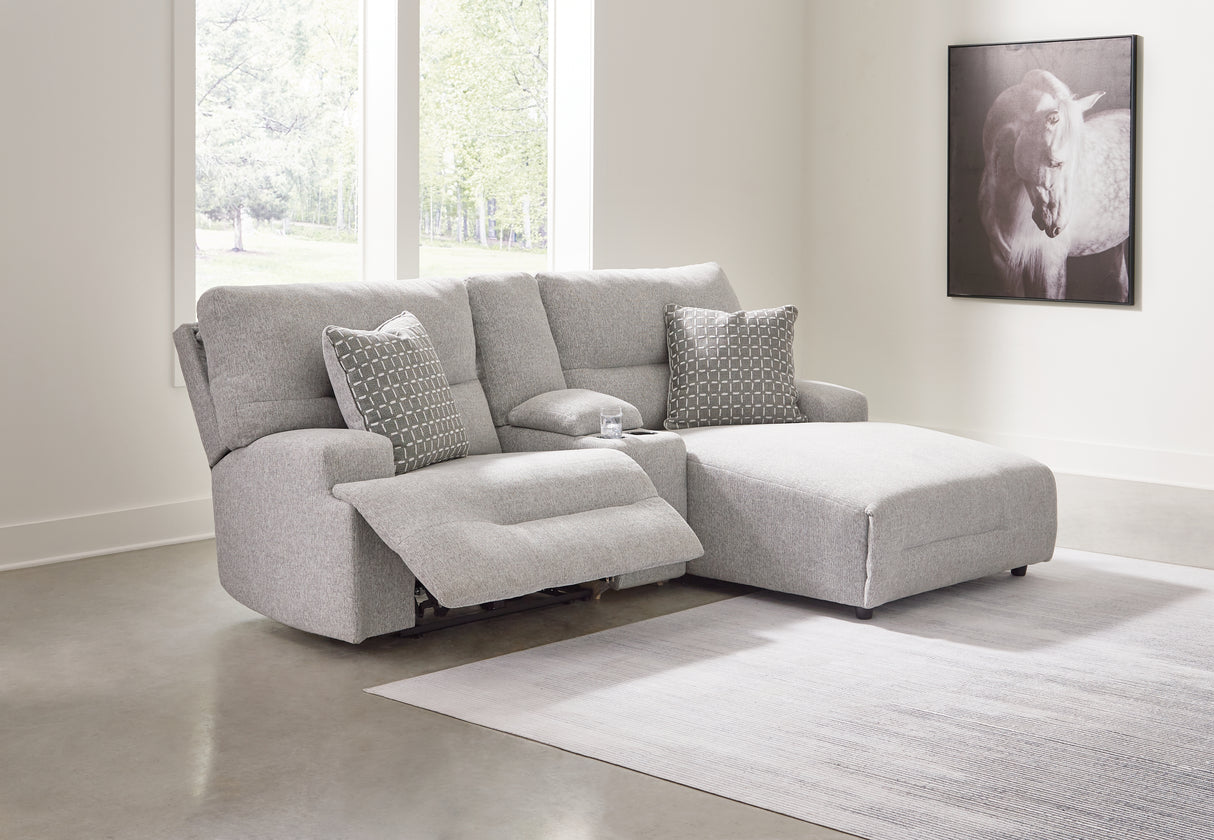 Nashville Furniture Outlets - Ashley Furniture - Acklen Place Sectional - 3-Piece Power Reclining Sectional Sofa with Chaise / Pewter - 93605S4