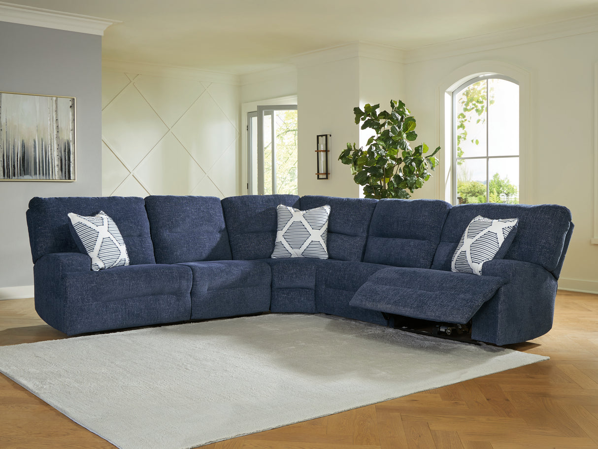 Nashville Furniture Outlets - Ashley Furniture - Acklen Place Sectional - 5-Piece Power Reclining Sectional / Navy - 93607S3