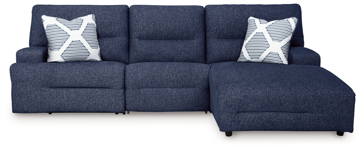 Nashville Furniture Outlets - Ashley Furniture - Acklen Place Sectional - 3-Piece Power Reclining Sectional / Navy - 93607S6