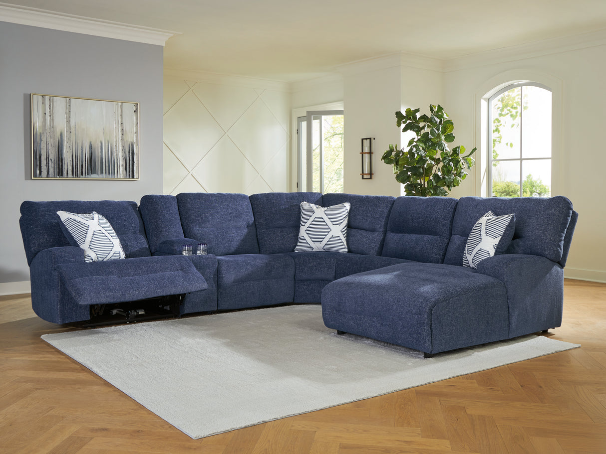 Nashville Furniture Outlets - Ashley Furniture - Acklen Place Sectional - 6-Piece Power Reclining Sectional with Chaise / Navy - 93607S1