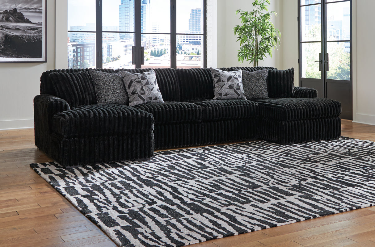 Nashville Furniture Outlets - Ashley Furniture - Midnight-Madness Sectional - LAF 3-Piece Sectional with Chaise / Onyx - 98103S9
