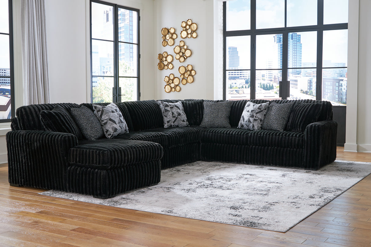 Nashville Furniture Outlets - Ashley Furniture - Midnight-Madness Sectional - RAF 4-Piece Sectional with Chaise / Onyx - 98103S4