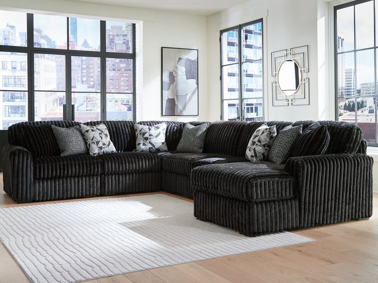 Nashville Furniture Outlets - Ashley Furniture - Midnight-Madness Sectional - RAF 6-Piece Sectional with Chaise / Onyx - 98103S24