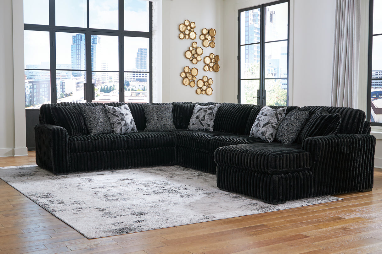 Nashville Furniture Outlets - Ashley Furniture - Midnight-Madness Sectional - LAF 4-Piece Sectional with Chaise / Onyx - 98103S3