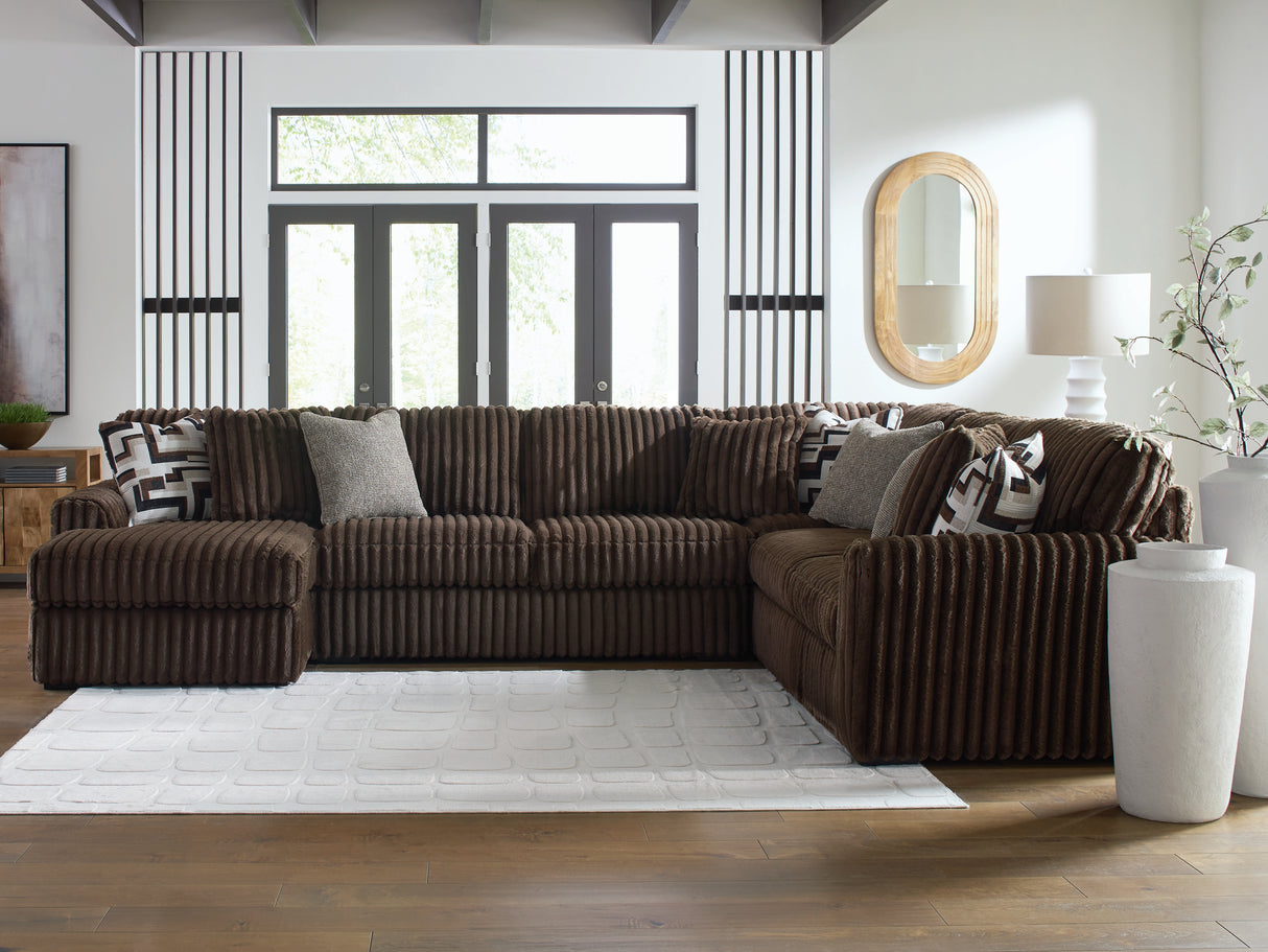 Nashville Furniture Outlets - Ashley Furniture - Midnight-Madness Sectional - RAF 4-Piece Sectional with Chaise / Chocolate - 98104S4