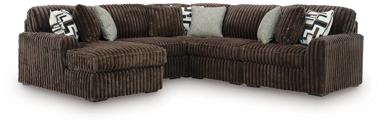 Nashville Furniture Outlets - Ashley Furniture - Midnight-Madness Sectional - RAF 5-Piece Sectional with Chaise / Chocolate - 98104S21