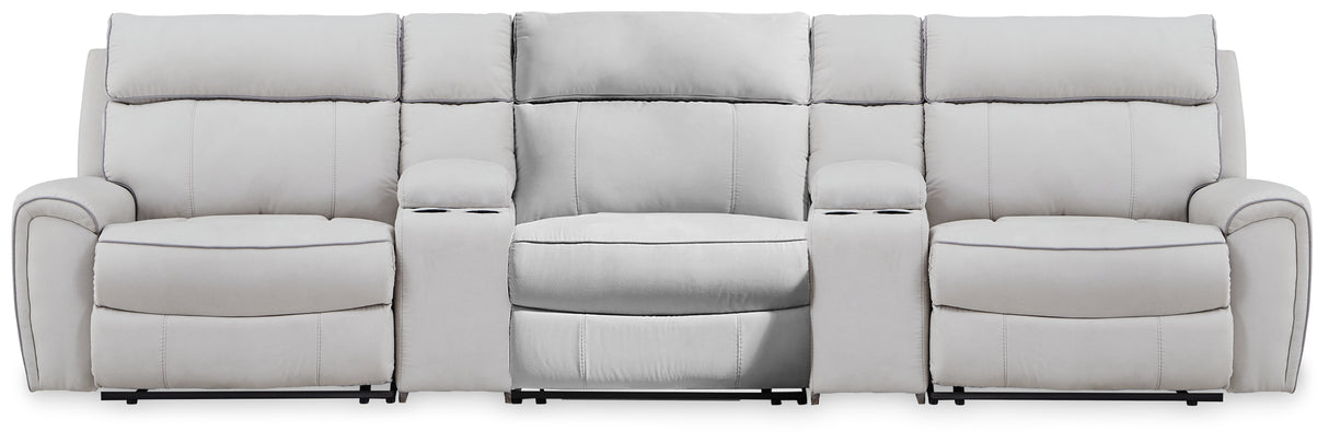 Nashville Furniture Outlets - Ashley Furniture - Social Pointe Sectional - 5-Piece Reclining Sectional with Storage Consoles / Pearl/Ash - PC98802S39