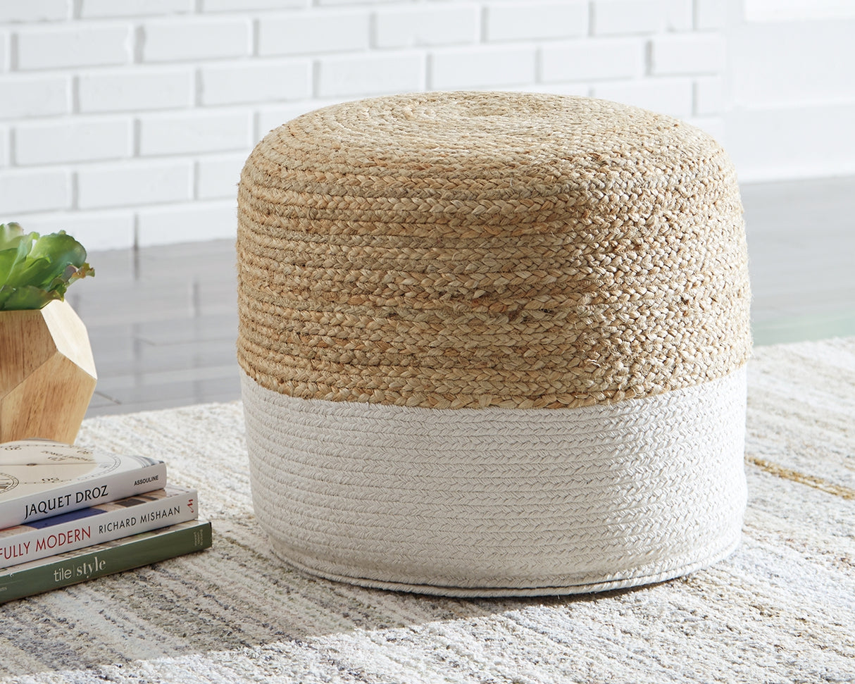 Nashville Furniture Outlets - Ashley Furniture - Sweed Valley Pouf - Pouf / Natural/White - A1000420