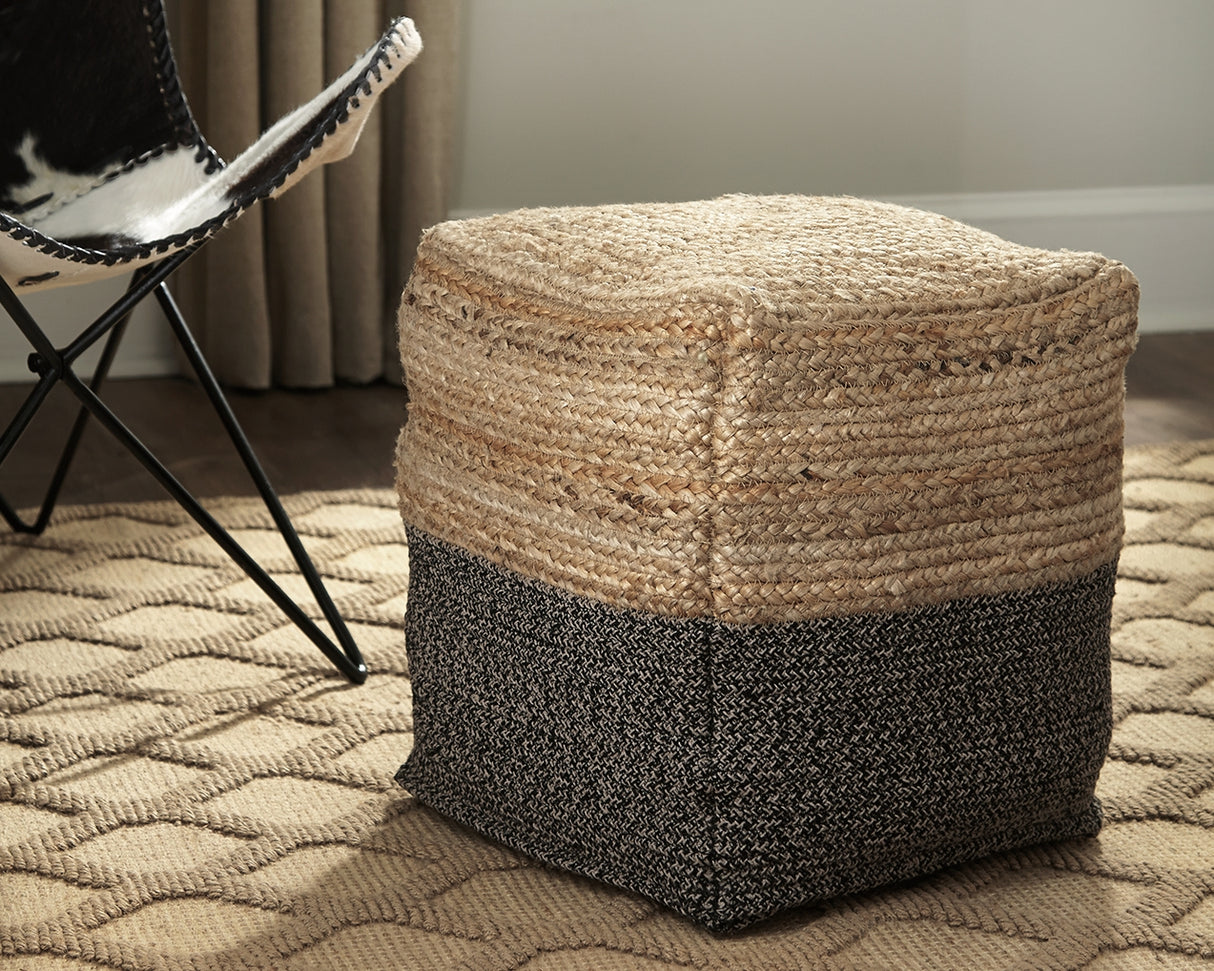 Nashville Furniture Outlets - Ashley Furniture - Sweed Valley Pouf - Pouf / Natural/Black - A1000422