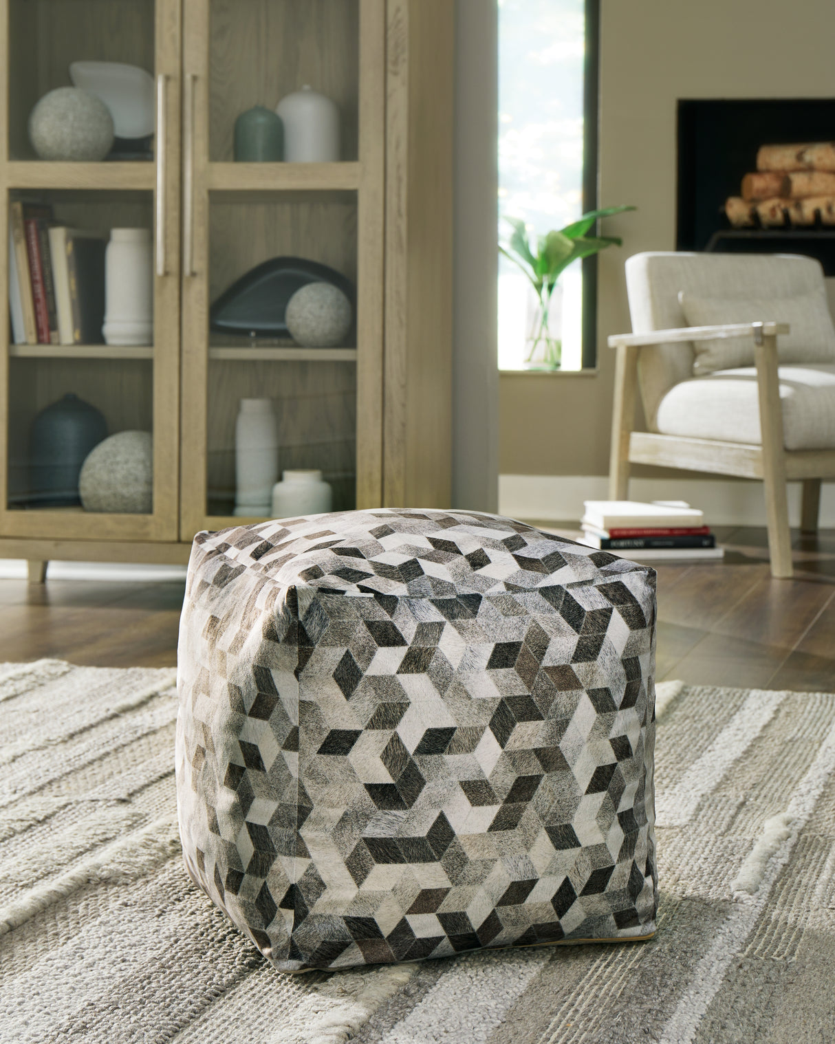 Nashville Furniture Outlets - Ashley Furniture - Albermarle Pouf - Pouf / Gray/Brown - A1000983