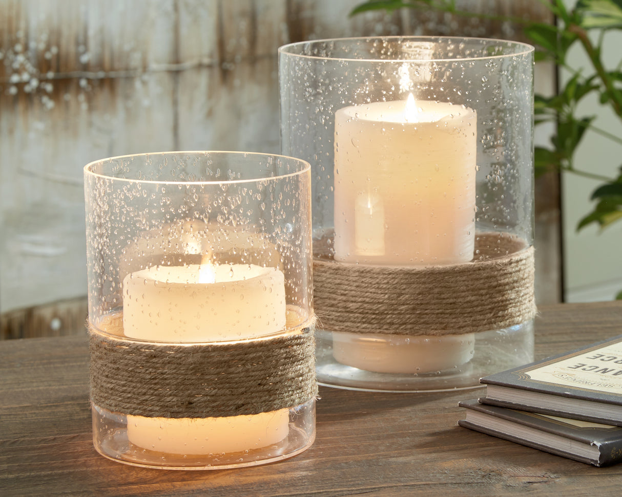 Nashville Furniture Outlets - Ashley Furniture - Eudocia Candle Holder - Candle Holder Set (Set of 2) / Clear - A2000456