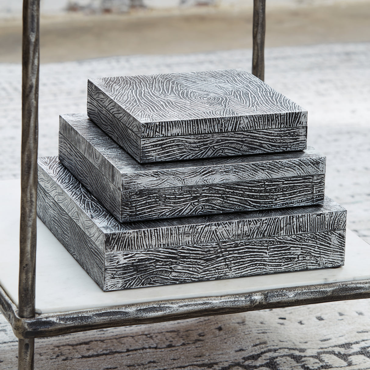 Nashville Furniture Outlets - Ashley Furniture - Keldy Box (Set of 3) - Box Set (3/CN) / Antique Pewter Finish - A2000491