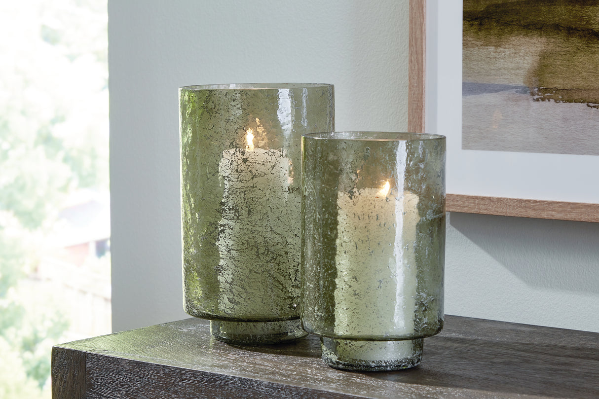 Nashville Furniture Outlets - Ashley Furniture - Clarkton Candle Holder - Candle Holder Set (Set of 2) / Green - A2000623