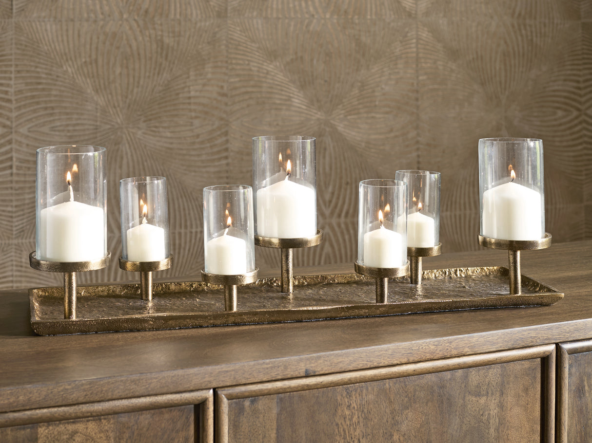 Nashville Furniture Outlets - Ashley Furniture - Wallmond Candle Holder - Candle Holder / Antique Brass Finish - A2000820