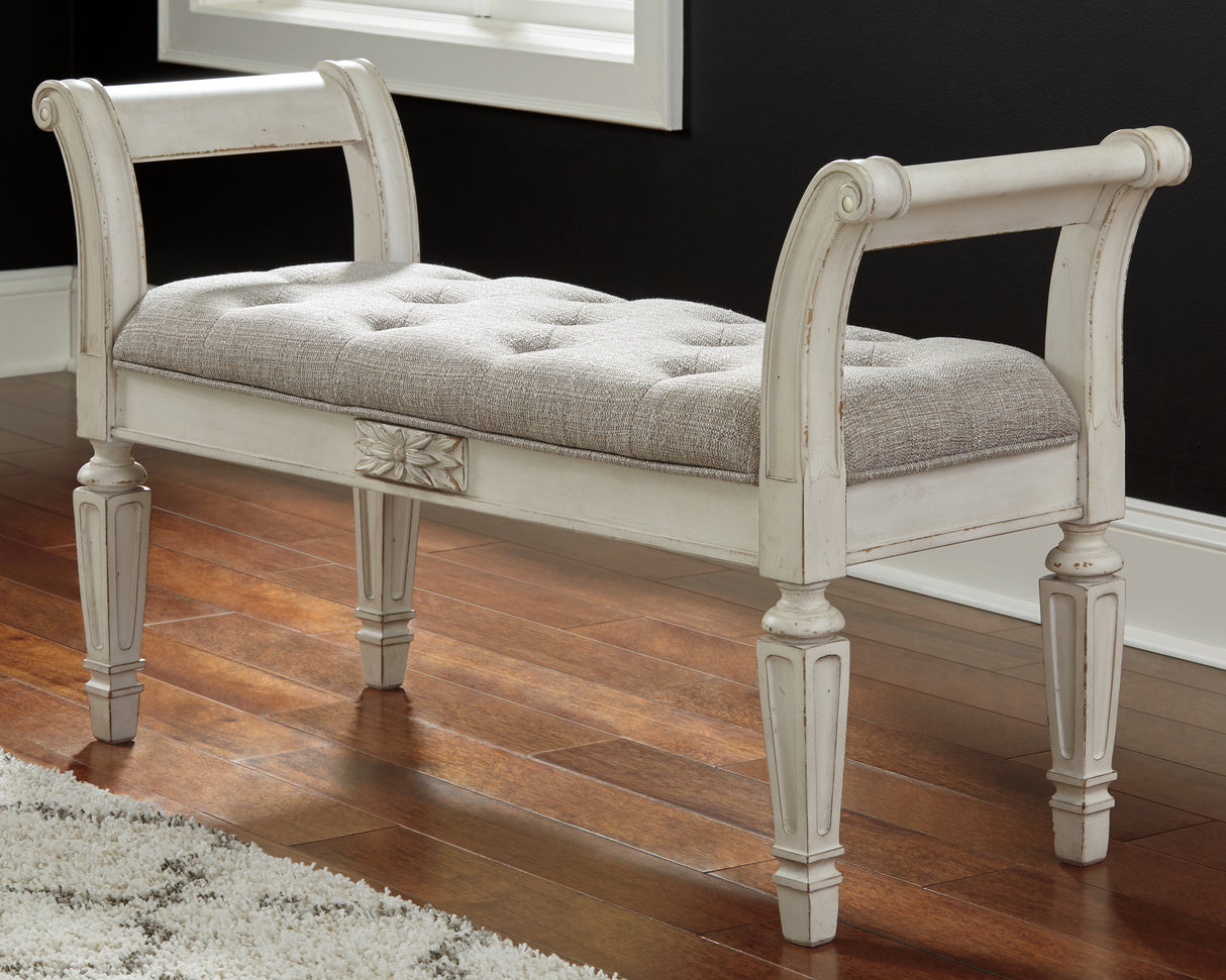 Nashville Furniture Outlets - Ashley Furniture - Realyn Accent Bench - Accent Bench / Antique White / 46"W x 16"D x 26"H - A3000157