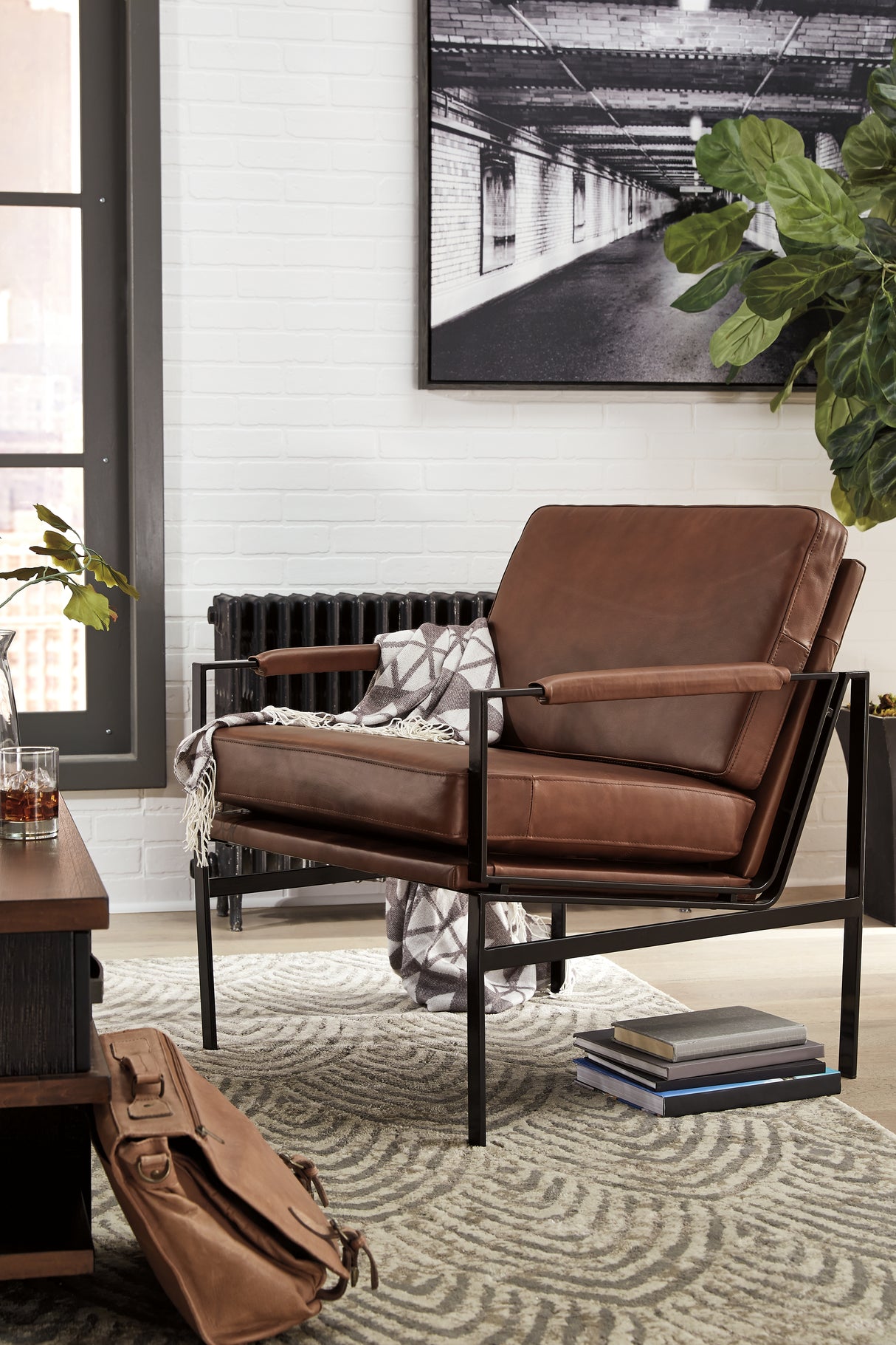 Nashville Furniture Outlets - Ashley Furniture - Puckman Accent Chair - Accent Chair / Brown/Silver Finish - A3000193