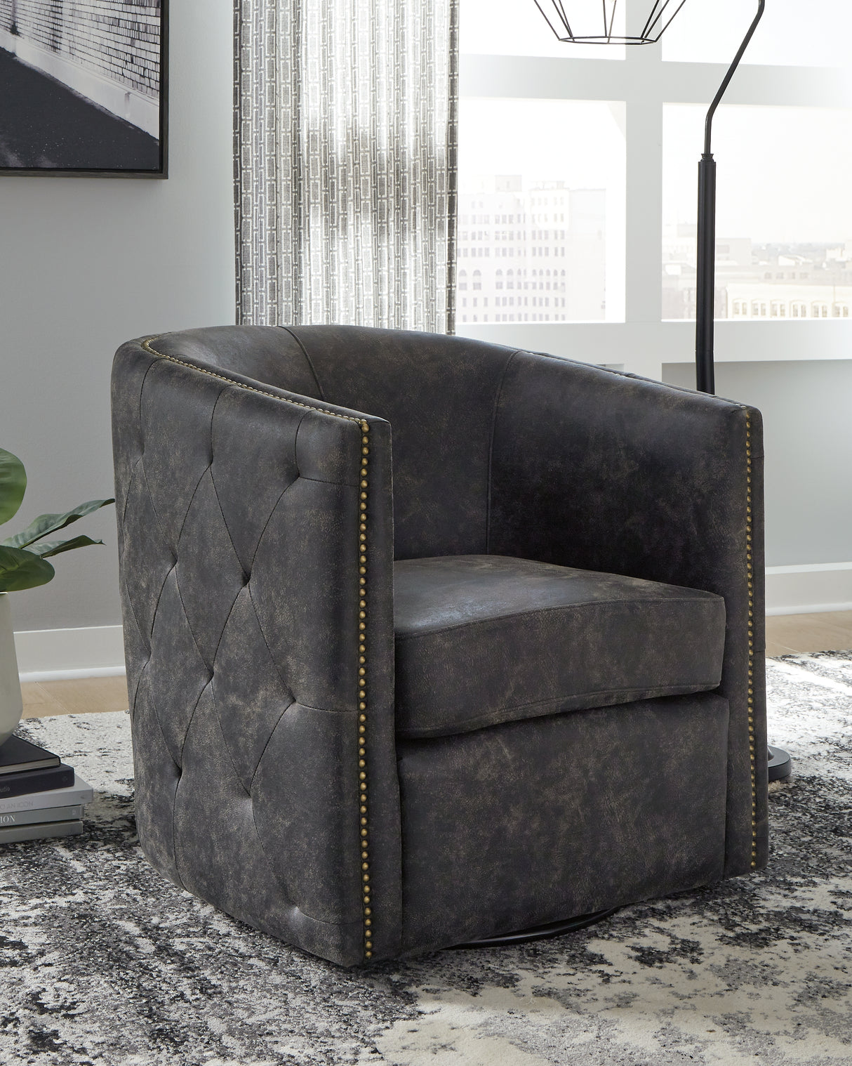 Nashville Furniture Outlets - Ashley Furniture - Brentlow Swivel Accent Chair - Swivel Accent Chair / Granite - A3000741