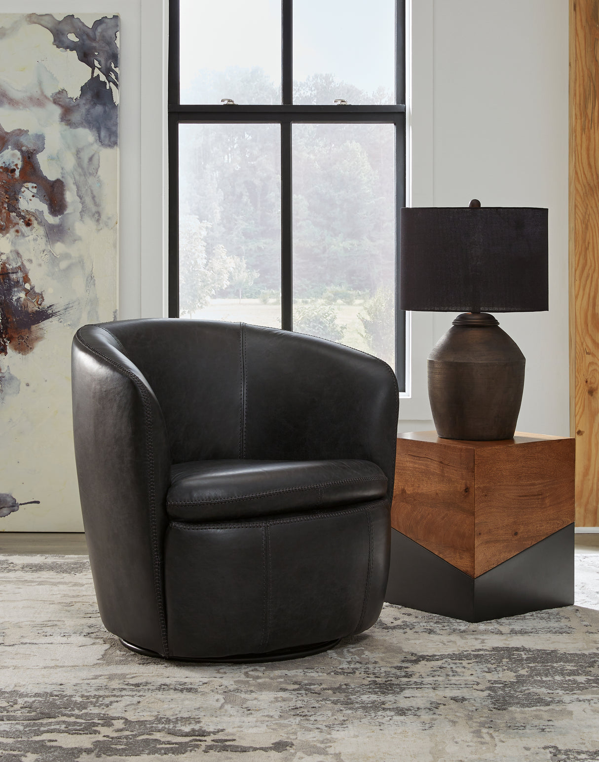 Nashville Furniture Outlets - Ashley Furniture - Kierreys Swivel Accent Chair - Swivel Accent Chair / Midnight - A3000702