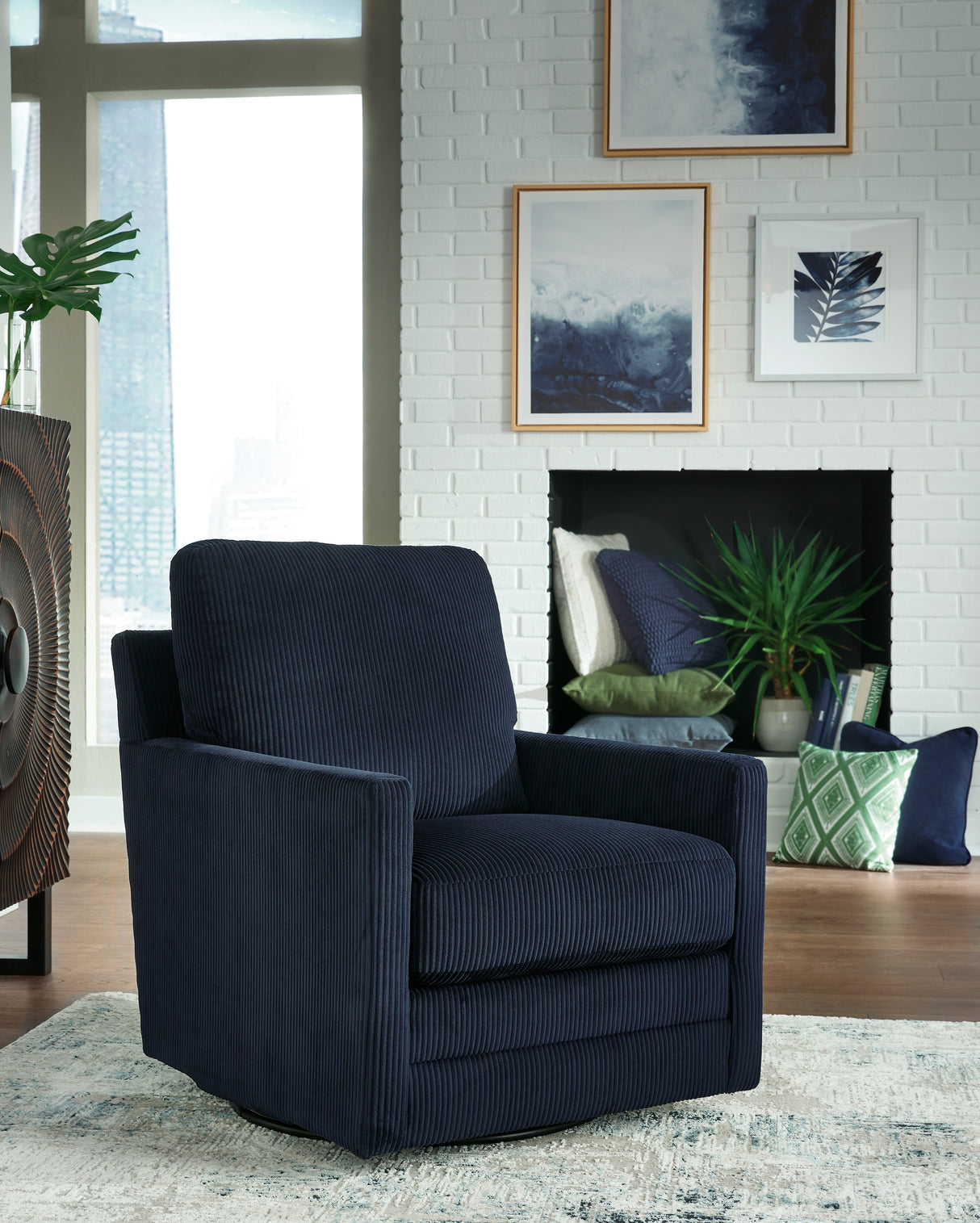 Nashville Furniture Outlets - Ashley Furniture - Icaman Swivel Accent Chair - Swivel Accent Chair / Navy - A3000727