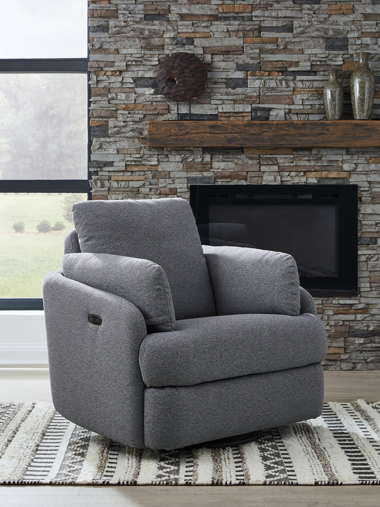 Nashville Furniture Outlets - Ashley Furniture - Alainmont Next-Gen Nuvella Swivel Power Recliner - Swivel Power Recliner / Stone - A3000739