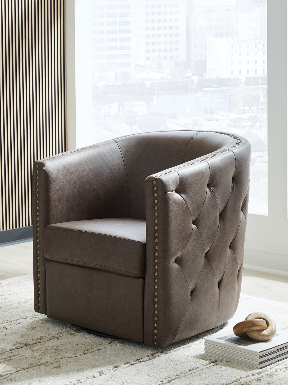 Nashville Furniture Outlets - Ashley Furniture - Brentlow Swivel Accent Chair - Swivel Accent Chair / Granite - A3000741