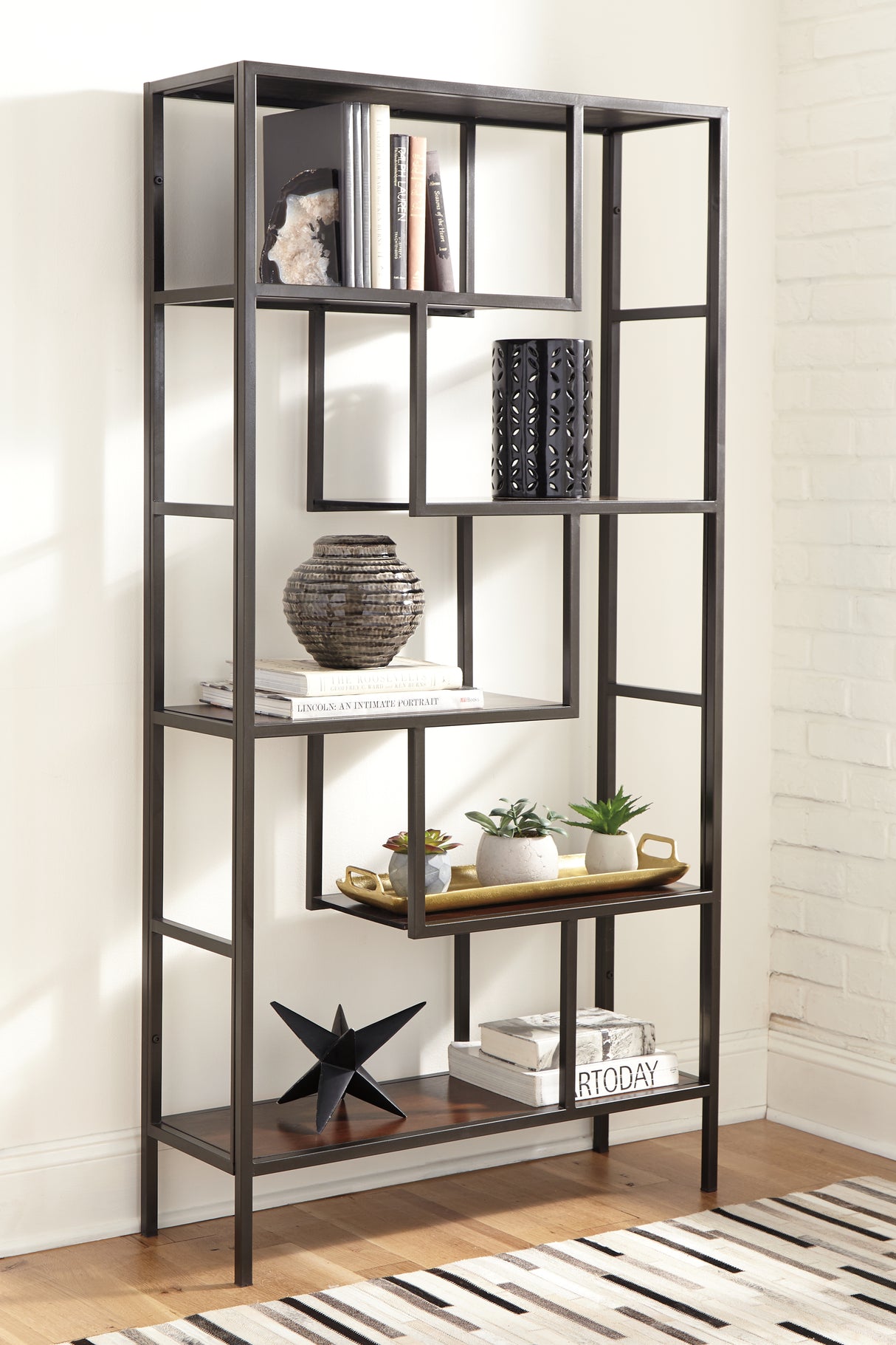 Nashville Furniture Outlets - Ashley Furniture - Frankwell Bookcase - Bookcase / Brown/Black - A4000021