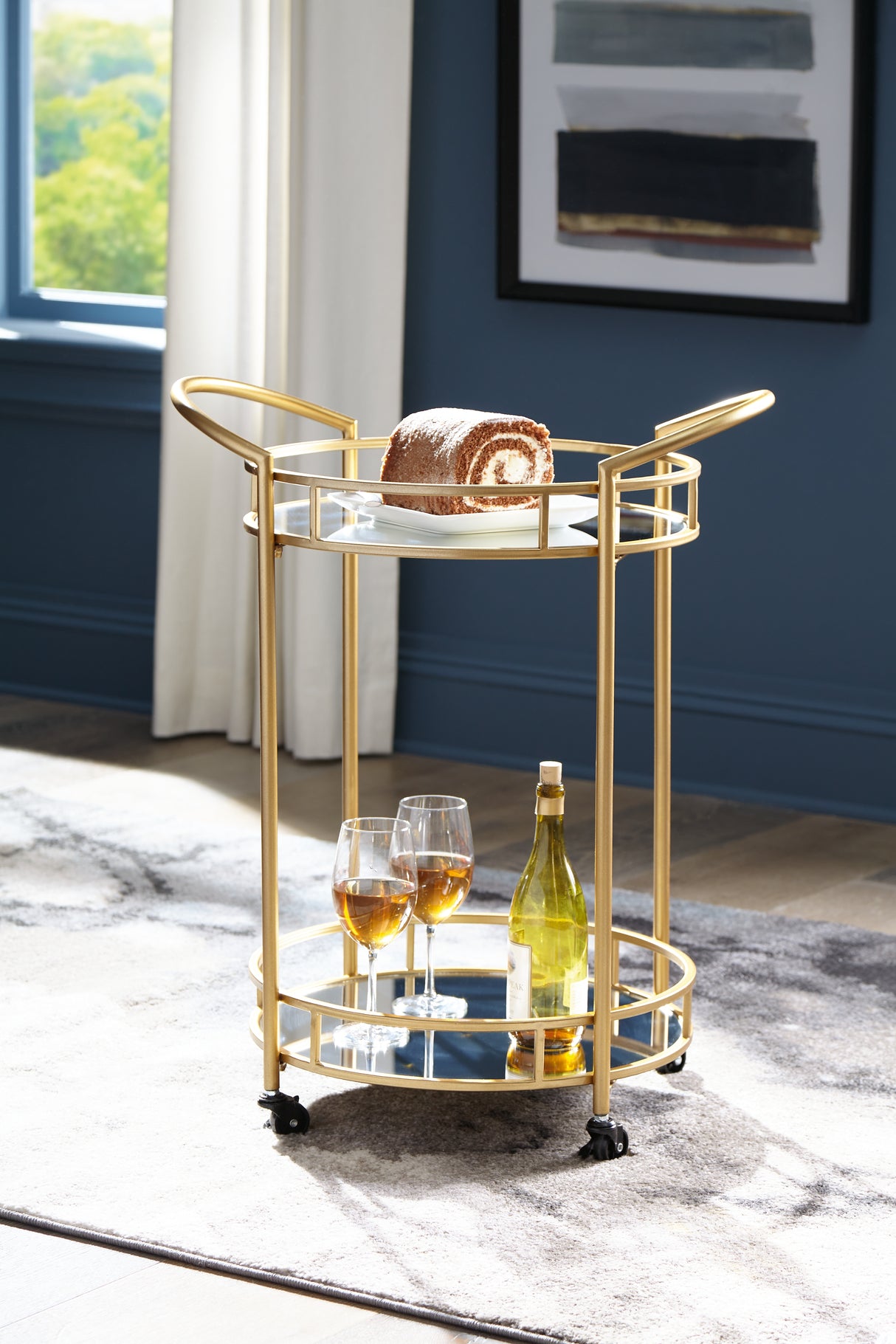 Nashville Furniture Outlets - Ashley Furniture - Wynora Bar Cart - Bar Cart / Gold - A4000099