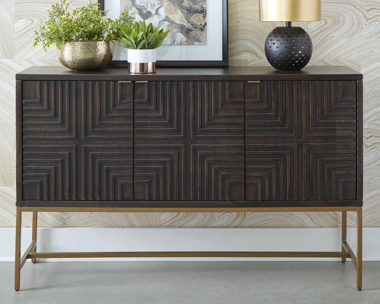 Nashville Furniture Outlets - Ashley Furniture - Elinmore Accent Cabinet - Accent Cabinet / Brown/Gold Finish - A4000316
