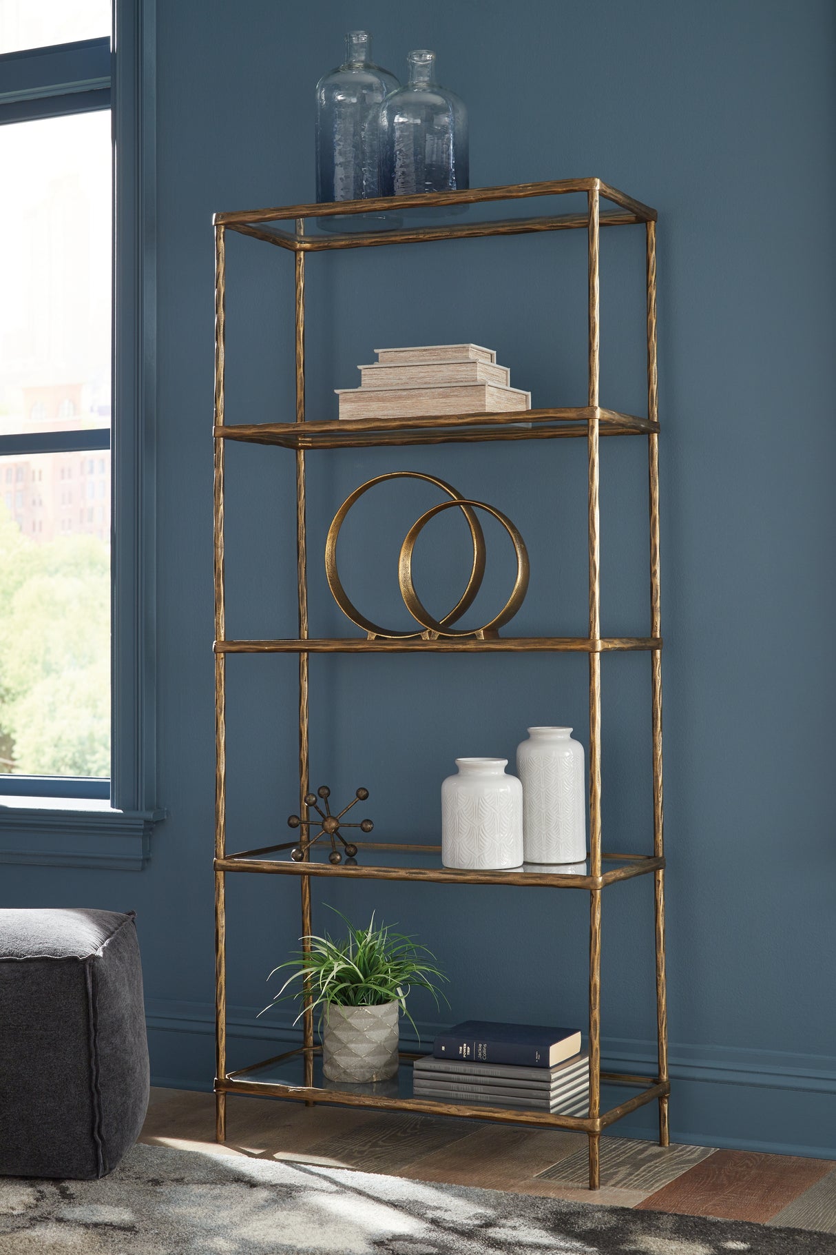 Nashville Furniture Outlets - Ashley Furniture - Ryandale Bookcase - Bookcase / Antique Brass Finish - A4000441