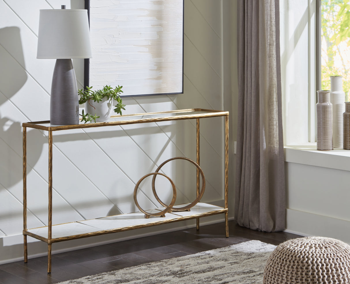 Nashville Furniture Outlets - Ashley Furniture - Ryandale Console Sofa Table - Console Sofa Table / Antique Brass Finish - A4000443