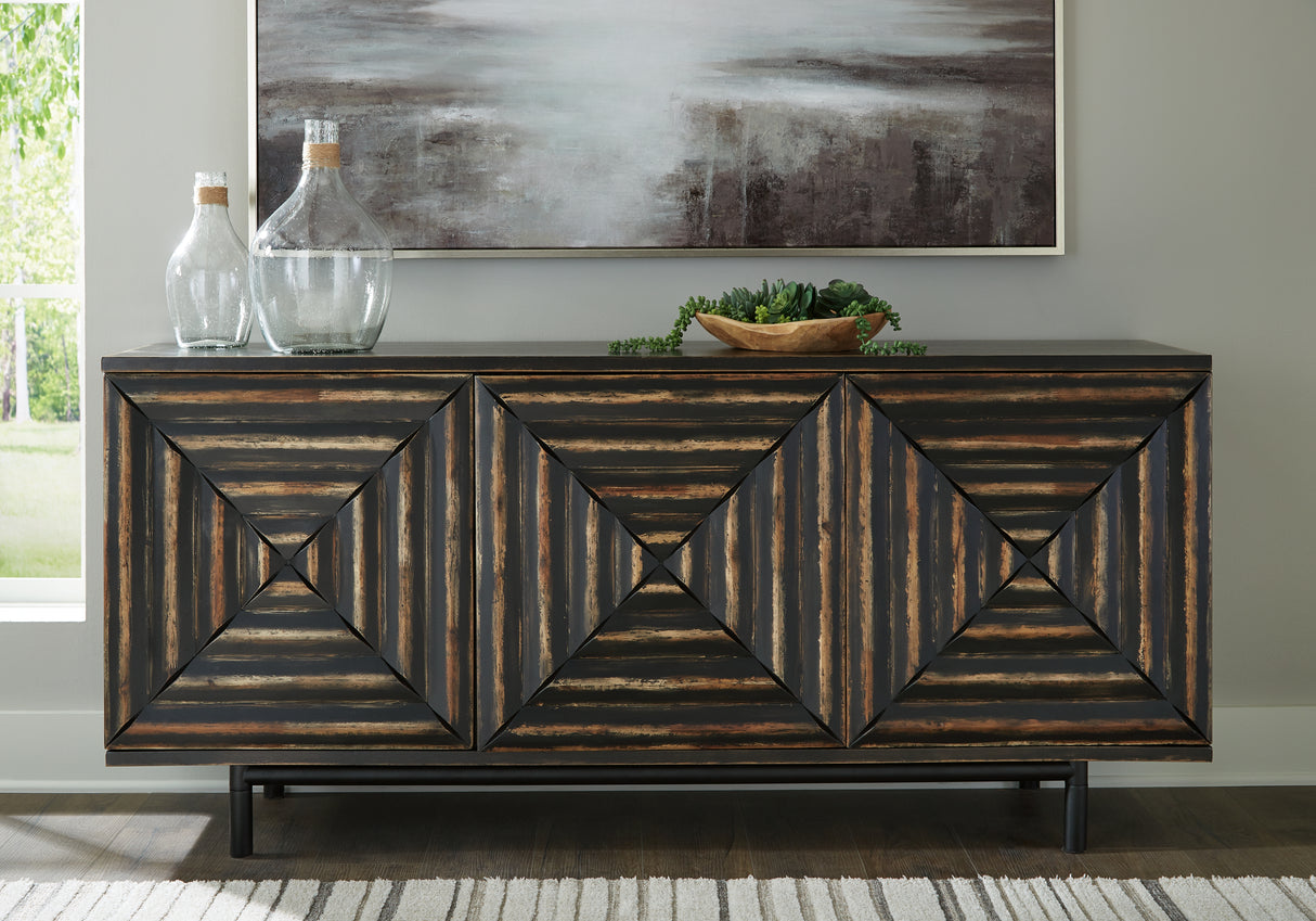 Nashville Furniture Outlets - Ashley Furniture - Fair Ridge Accent Cabinet - Accent Cabinet / Distressed Black - A4000573