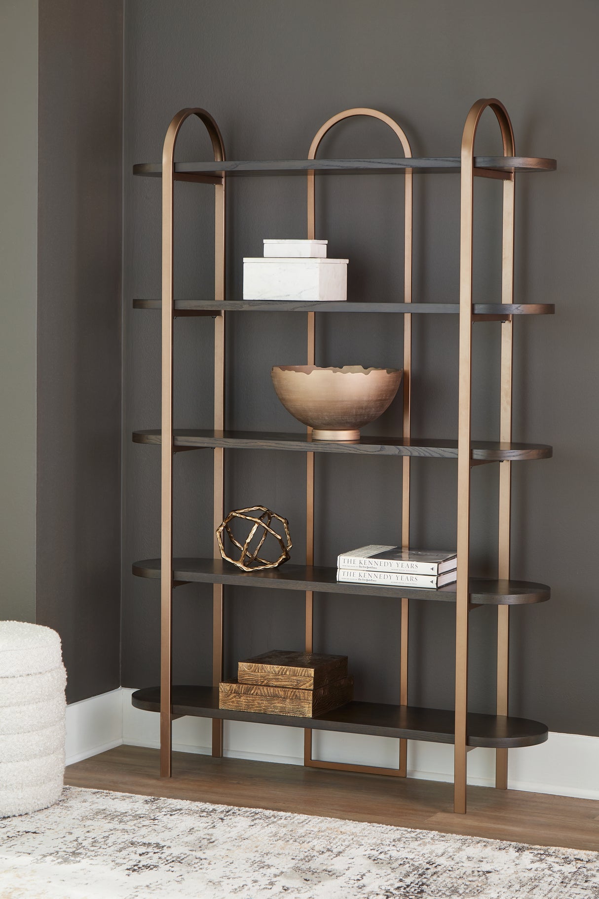 Nashville Furniture Outlets - Ashley Furniture - Brentmour Bookcase - Bookcase / Brown/Gold Finish - A4000589