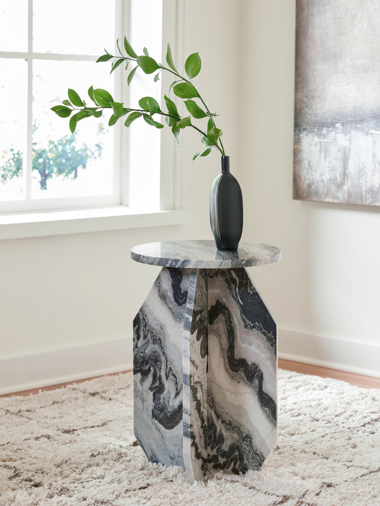 Nashville Furniture Outlets - Ashley Furniture - Wrenlane Accent Table - Accent Table / Black/White/Taupe - A4000646
