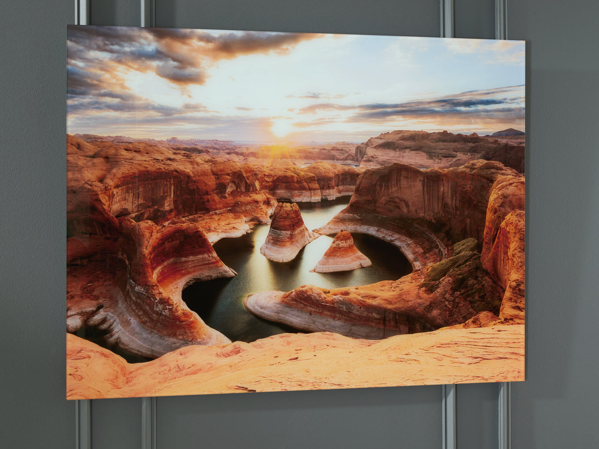 Nashville Furniture Outlets - Ashley Furniture - Deemsdon Wall Decor - Wall Art / Blue/Amber - A8000436