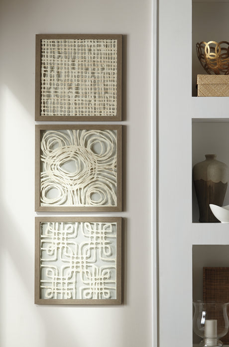 Nashville Furniture Outlets - Ashley Furniture - Odella Wall Decor - Wall Decor Set (3/CN) / Cream/Taupe - A8010009