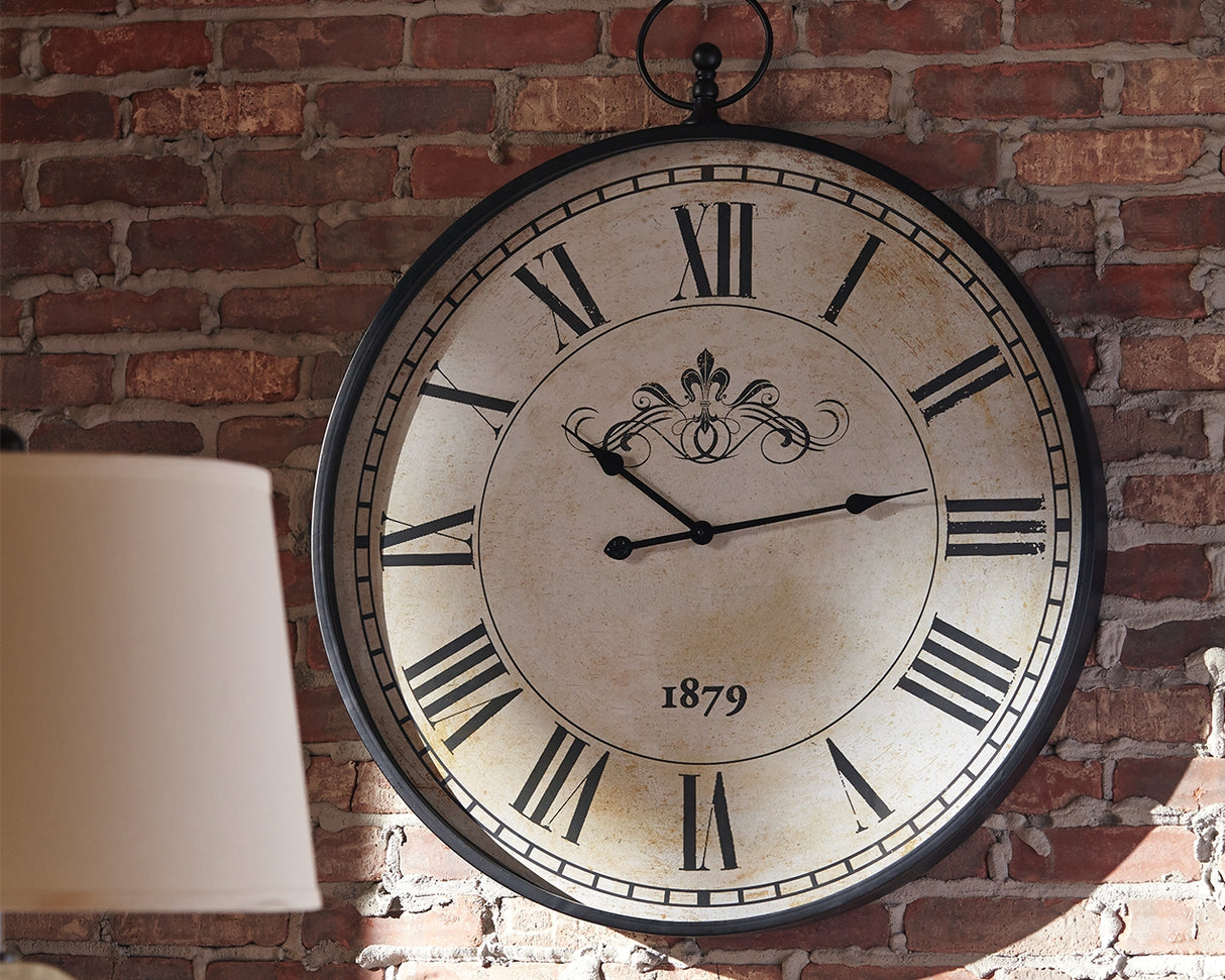 Nashville Furniture Outlets - Ashley Furniture - Augustina Wall Decor - Wall Clock / Antique Black - A8010110