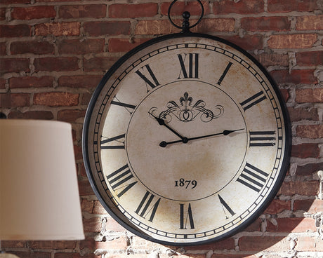 Nashville Furniture Outlets - Ashley Furniture - Augustina Wall Decor - Wall Clock / Antique Black - A8010110